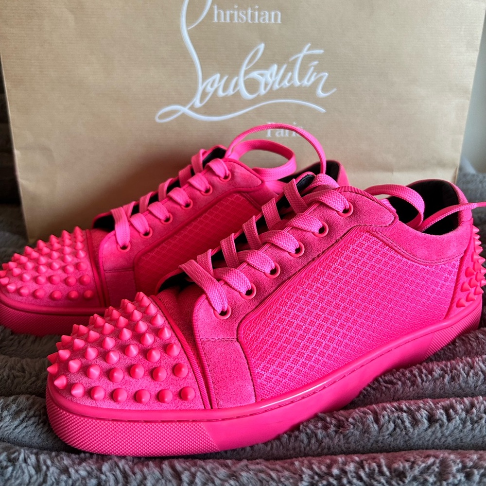 Christian Louboutin Hot Pink Spiked Sneakers size 42